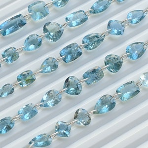 14 Pieces Moss Aquamarine Mix Cut Stone Natural Gemstone Beads | 14x8x5 to 8x5x3 MM | Aquamarine for Jewelry Making