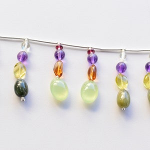 24 Pieces Prehnite Rhodolite Amethyst Lemon Green Rutile Quartz Citrine Beads Natural Gemstone Face & Center Drill Beads | 18x13x9 to 8x8 mm