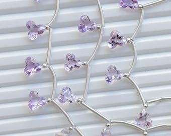 10 Pieces Pink Amethyst Trefoil Cut Stone Faceted Beads Natural Gemstone Strand | 7x8x5 MM | Amethyst for Jewelry Making