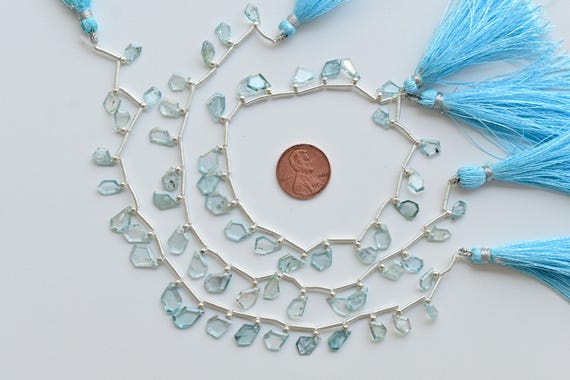 20 Pieces Blue Zircon Geometrical Crown Cut Faceted Beads Natural Gemstone | 11x8x2 to 8x6x1 MM | Zircon for Jewelry Making