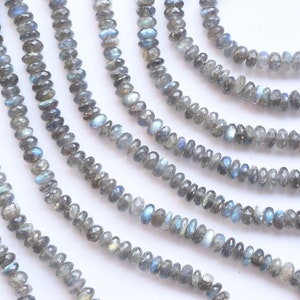 10 Inches MULTI LABRADORITE Faceted Rondelle Shape Natural Gemstone Briolette Center Drill Beads Line | Wholesale Labradorite Beads Strand