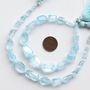 8 inch Blue Topaz Faceted Tumble Tubes Beads Natural Gemstone Center Drill Beads Line Strand | Blauwe Topaas Voor Sieraden