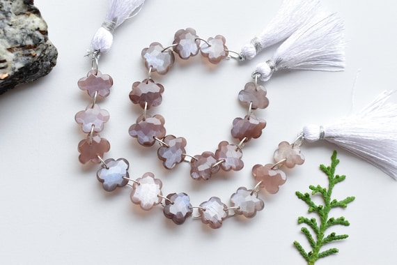 Perles En Cristal En Forme De Fleur à Double Perçage - Lot De 6, Blanc, 15 Mm, Pour Création De Bijoux