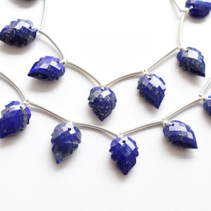 10 Pieces Lapis Lazuli Carved Beads Natural Gemstone Briolette Face Drill Beads Line Strand | Beads For Jewelry | 15x11x6 to 13x10x5 mm