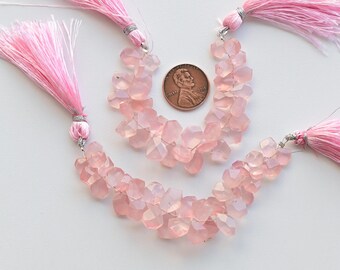 4 Inches Rose Quartz Geometrical Tumble Faceted Briolette Beads Natural Gemstone Strand | 12x9x4 to 8x6x3 MM | Quartz for Jewelry Making