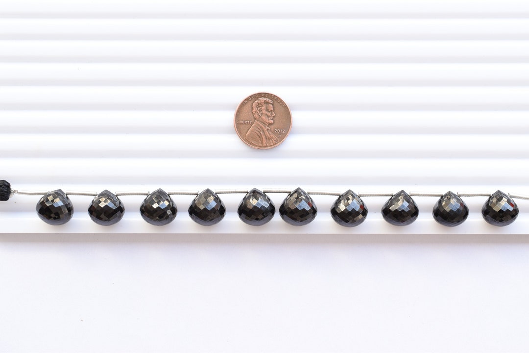 10 個入り ブラックスピネル ファセット オニオン ドロップ サイド