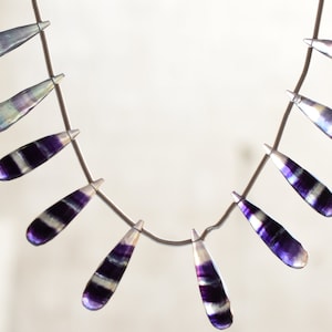 10 Pieces MULTI FLUORITE FACETED Drops Beads Natural Gemstone Briolette Side Drill Beads Line Strand | Fluorite Beads | 26x7 to 24x7 mm