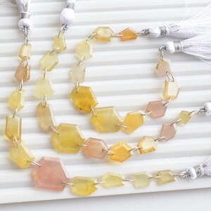 10 Pieces Yellow Sapphire Glass Filled Faceted Geometrical Crown Cut Beads Natural Gemstone Double Drill Bead Strand | 17x18x3 to 7x6x3 mm