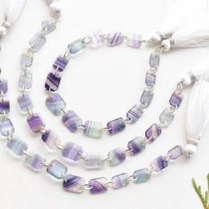 14 Pieces Banded Blue Green Fluorite Octagon Crown Cut Beads Natural Gemstone Double Drill Beads Strand | Fluorite Beads | 12x9x2 to 9x7 mm