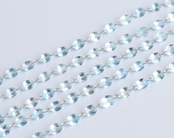 14 Pieces Blue Topaz Oval Cut Stone Faceted Double Drill Beads Natural Gemstone | 8x6x4 MM | Topaz for Jewelry Making