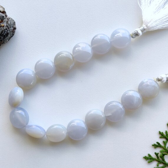 8 Inches Blue Chalcedony Smooth Round Beads Natural Gemstone Plain Center Drill Beads Line Strand Genuine Chalcedony Beads 14x8 Mm Etsy Ireland