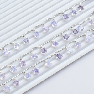 10 Pieces Lavender Quartz Faceted Flower Cut Stone Beads Natural Gemstone Face Drill Beads Line Strand | 9x9x6 to 8x8x5 MM