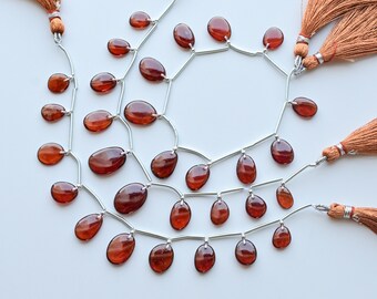 10 Pieces Hessonite Smooth Uneven Beads Natural Gemstone Face Drill Strand For Jewelry Making | 18x12x4 to 11x7x3 MM