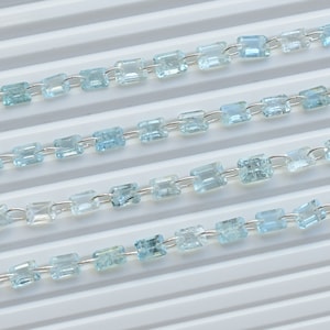 14 Pieces Aquamarine Octagon Step Cut Faceted Natural Gemstone Beads | 8x6x4 to 7x5x4 MM | Aquamarine for Jewelry Making