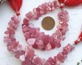 8 Inches Glass Filled Ruby Faceted Grade-B Geometrical Crown Cut Uneven Shape Treated Gemstone Side Drill Beads Line Wholesale Ruby Strand