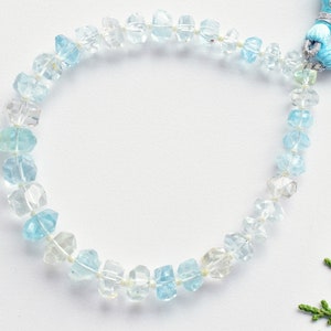 8 Inches Natural Blue Topaz Faceted Tumble Cubes Beads Natural Gemstone Center Drill Beads Line | Blue Topaz Beads | 6x10 to 4x7 mm