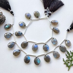 10 Pieces LABRADORITE FACETED UNEVEN Shape Rose Cut Beads Natural Gemstone Briolette Face Drill Beads | 14x11x5 mm Labradorite Cut Beads |