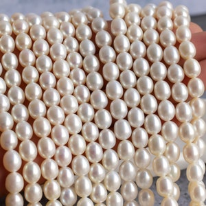 Natural Freshwater White Oval Smooth Pearl for Jewelry Making | 3x2.5 MM | Pearl Supplies for Fine Jewelry | 9.5x8 MM