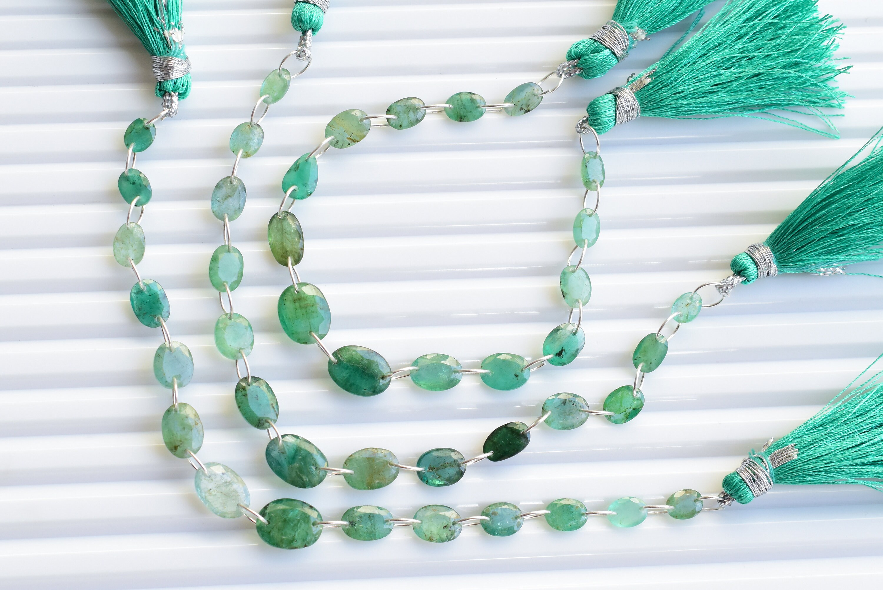 14 Pieces Emerald Faceted Mix Cut Stone Beads Natural Gemstone Double Drill Beads Line Strand | Emerald Bead | 11x8x4 to 7x5x3 MM