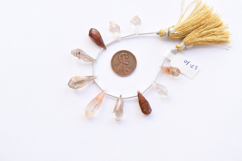 Rutile Beads 25x7 To 16x7 Mm 10 Pieces Copper Rutile Quartz Faceted Tumble Drops Side Drill Natural Gemstone Beads Strand Gemstones Craft Supplies Tools Deshpandefoundationindia Org