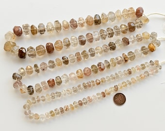17-Zoll-Rutilquarz Trommelwürfel Facettierte Perlen Natürlicher Edelstein | DIY Schmuck | Quarz für die Schmuckherstellung