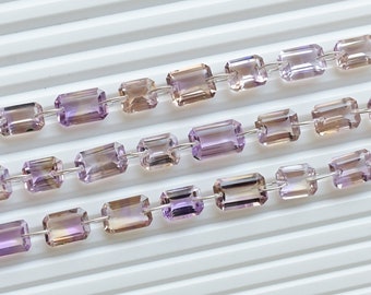 10 Pieces Ametrine Octagon Step Cut Stone Faceted Beads Natural Gemstone | 17x17x5 to 10x8x5 MM | Ametrine for Jewelry Making