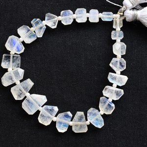 6 Inches RAINBOW MOONSTONE TUMBLE Faceted Crown Cut Beads Natural Gemstone Center Drill Beads Line | Moonstone Beads | 7x11x4 to 4x3 mm