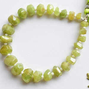 6 Inches Sphene Faceted Tumble Cubes Beads Natural Gemstone Center Drill Beads Line Strand | Genuine Sphene Beads | 6x12 to 4x6 mm