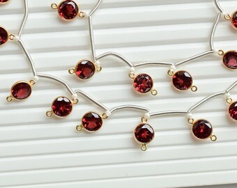 10 Pieces Mozambique Garnet Round Cut Stone Faceted 18K Gold