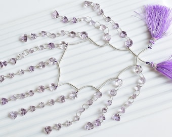 70 Pieces Pink Amethyst Faceted Mix Shape Beads Natural Gemstone Double Drill Beads Line | Genuine Amethyst Beads | 8x8x5 to 5x5x3 MM
