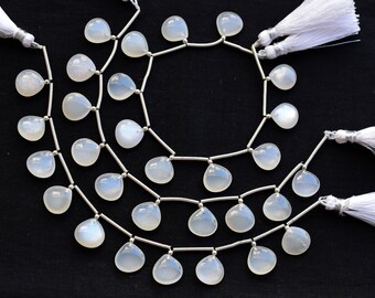 10 sztuk białych koralików z kamienia księżycowego w kształcie serca, gładkich, naturalnych | 12x12x5 mm | Kamień księżycowy do wyrobu biżuterii