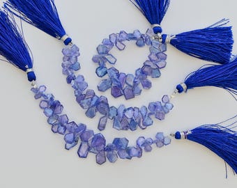 4 Inches Tanzanite Geometrical Crown Cut Faceted Beads Natural Gemstone Side Drill Strand for Jewelry Making | 14x8x2 to 6x4x2 MM