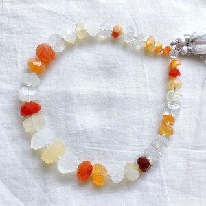 10 Inches Mexican Fire Opal Faceted Tumble Cubes Beads Natural Gemstone Center Drill Beads Line Strand | Opal Beads | 9x12.5 to 4x4.5 mm
