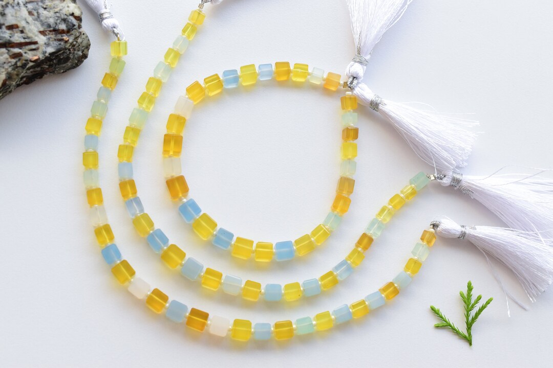 8 Inches Multi Onyx Faceted Cubes Beads Natural Gemstone Center Drill