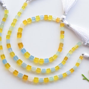 8 Inches Multi Onyx Faceted Cubes Beads Natural Gemstone Center Drill Beads Line Strand | Multi Onyx Beads | 6x6 to 4x4 MM