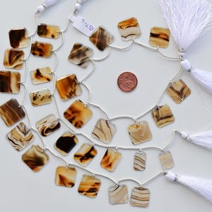 10 Pieces Montana Agate Octagon Crown Cut Faceted Beads Natural Gemstone Strand | 20x21x1.5 to 16x17x1 | Agate for Jewelry Making