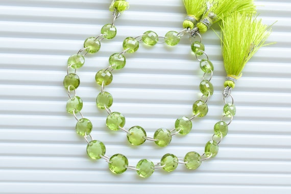 14 Pieces Peridot Faceted Round Beads Natural Gemstone Briolette