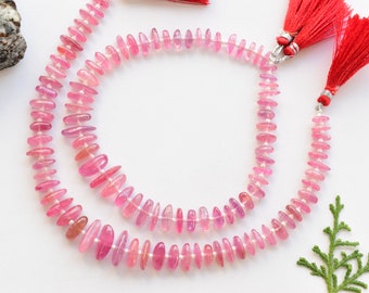 9 Inches Ruby Glass Filled Smooth Tumble Shape Beads Natural Gemstone Center Drill Beads Line Strand | Ruby Strand | 5x14 to 2x8 MM