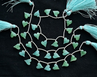 10 Pieces Smithsonite Smooth Long Heart Beads Natural Gemstone Face Drill Strand | 12x10x4 MM | Smithsonite for Jewelry Making