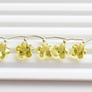 12 Pieces Lemon Quartz Carved Flower Cut Stone Beads Natural Gemstone Face Drill Beads Line Strand | Lemon Beads | 10x10x7 to 9x9x6 MM