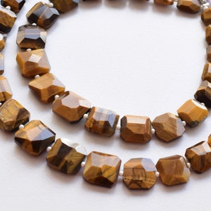 8.5 pulgadas Tiger Eye Faceted Tumble Octagon Beads Natural Gemstone Center Drill Beads Line Strand / 12.5x5 a 7x4 mm