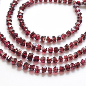 8 Inches Garnet Faceted Tumble Cube Beads Natural Gemstone Center Drill Beads Line Strand | Garnet Beads | 6x7 to 4x6 MM