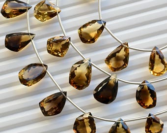 10 Pieces Citrine Bi-Color Geometrical Cut Stone Faceted Beads Natural Gemstone | Citrine for Jewelry Making | DIY Jewelry