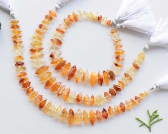 8 Inches African Carnelian Faceted Crystalloid Drop Beads Natural Gemstone Center Drill Beads Line Strand | Carnelian Beads | 18x6 to 9x3 MM