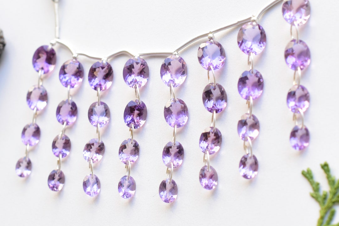 32 ピース アメジスト ファセット オーバルカット ストーン ビーズ