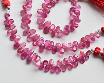 4 pulgadas de vidrio de rubí relleno de perlas de pera lisas piedra preciosa natural / 8.5x4x2 a 5x3x2 MM / rubí para la fabricación de joyas