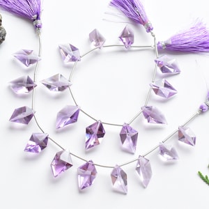 10 Pieces Amethyst Faceted Spindle Cut Stone Beads Natural Gemstone Side Drill Beads Line Strand | Amethyst Beads | 23x13x11 to 17x11x8 mm
