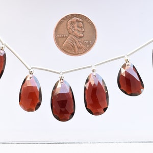 6 Pieces Garnet Faceted Flat Rose Cut Uneven Face Drill Natural Gemstone Beads Strand | 18.5x10.5x3.5 to 16x10x3 mm | Genuine Garnet Beads