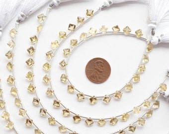 20 Pieces CHAMPAGNE QUARTZ FACETED Octagon Cut Natural Gemstone Briolette Side Drill Beads Line | Reasonable Price | Quartz Stone Beads