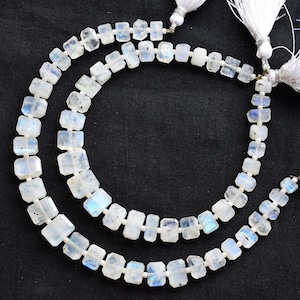 8 Inches RAINBOW MOONSTONE Faceted Tumble Octagon Beads Natural Gemstone Center Drill Beads Line | Moonstone Beads | 7.5x10x7.5 to 4x6x3 mm